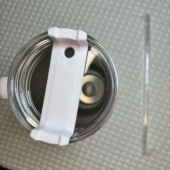 Tumbler White Stainless Steel 40 Oz with Straw Handle Travel Cup Hot Cold Water - Picture 4 of 8